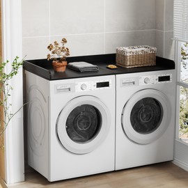 Foldable Washer Dryer Countertop, 27.5" x 54" Laundry Countertop w/Non-Slip Mats, Washer and Dryer Countertop w/Shelf for Storage Organization (Black)