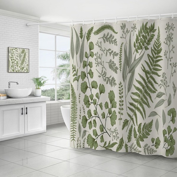 FAIRYGATE Bath Curtains Green Eucalyptus Shower Curtain Sets Green Leaves