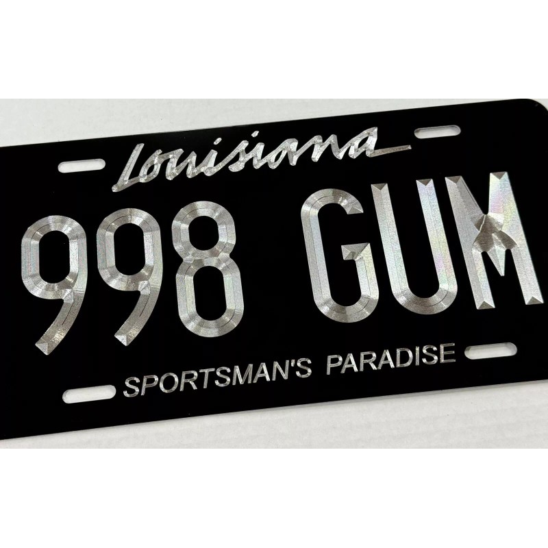 Diamond Etched Products Louisiana LA State Car Tag Your Text