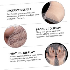 Healeved 100pcs Gauze Mask Facial Paper - Net Spa Facial Masks Ginseng Bio Wrinkles Lip Mask Plates Facial Gauze Nose Moisturizer DIY Facial Masks Cover Shape Gauze Pure Cotton Gauze White