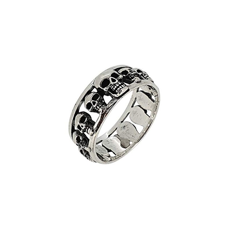 Treasure Bay 8mm Sterling Silver Skulls Ring (W)