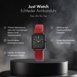 Just Watch JW10140 Women's Watch Genuine Leather Strap Date Analogue Quartz, red, Strap.