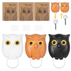 3Pcs Magnetic Key Holder, No-Punch Wall Key Hook Storage, Keyhook Storage Ornament Owl Key Holder, Wall Mounted Owl Keychain Holder 3 Color, Key Storage at The Entrance of The Foyer