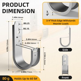 MooxHAI 50 Pack Wall Mount J Hook with Retainer Clip,Galvanized Steel J Hooks for Cable Management,J-Hook for Hanging Cable & Wire Support Ceiling Mount to Ceilings Beams - 2 Inch