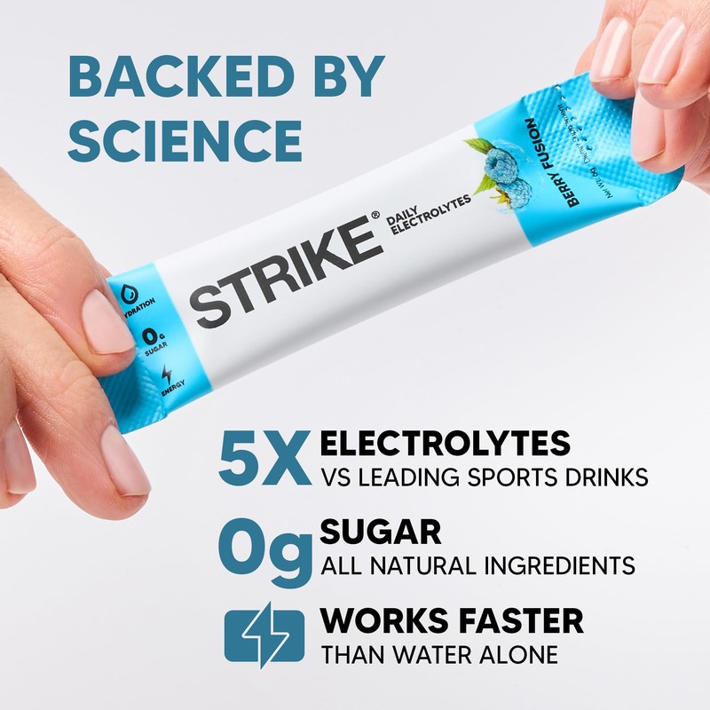 Strike Electrolytes | Zero Sugar Hydration Sachets with Sodium, Magnesium,