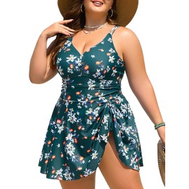 Summer Mae Plus Size Swimsuit for Women One Piece Swim Dress Tummy Control Bathing Suit with Flowy Skirt Modest Swimwear Summer Fruits 20 Plus