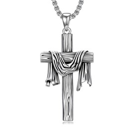 MEIDERBO Cross Necklace for Men 925 Sterling Silver Jesus Cloth on Cross Pendant Crucifix Christian Religious Jewelry Gifts for Men Easter