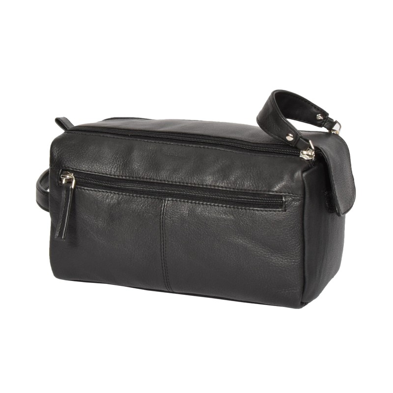 Real Leather Wash Bag for Mens Shaving Kit Toiletries Travel