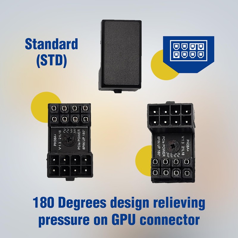 PCIe 8-Pin 180 Degree Angled GPU Power Adapter, Standard Version