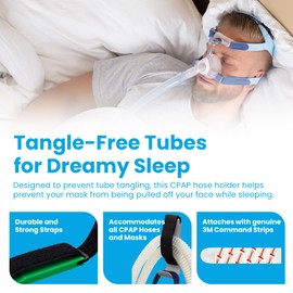 CPAP Tube Holder - for Bed, Wall & Headboard, Perfect for CPAP Machines, Sturdy Hose Hanger, Ideal for Home & Travel, wih Mask Hook - Pink