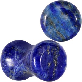 Body Candy 4G Womens 2PC Natural Blue Lapis Stone Saddle Plugs Double Flare Plug Ear Plug Gauges Set of 2
