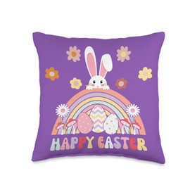 Bunny Happy Easter Egg Hunt Resurrection of Jesus Christ Throw Pillow