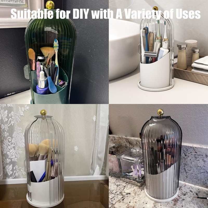 Concealed Toothbrush Holder, Rotating Bathroom Organizer Countertop, Toothbrush Holders with
