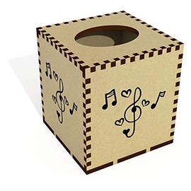 Square 'Music Notes' Wooden Tissue Box Cover (TB00042563)