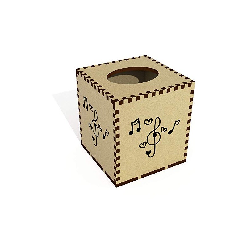 Square 'Music Notes' Wooden Tissue Box Cover (TB00042563)