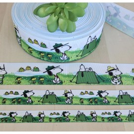 Unbranded 5/8, 7/8 & 1.5" (1 YD) Snoopy Grosgrain Ribbon Camping Woodstock Beagle Tent - 7/8 inch