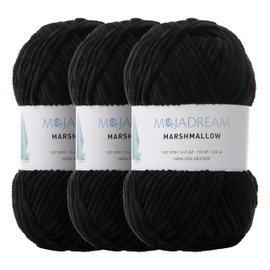 MOJADREAM MOJADREAM 3PCS 3.5oz Chenille Yarn for Blankets Amigurumi: Soft Velvet Baby Yarn Blanket Knitting and Crocheting Bulky 5# Yarn 3 Skeins of 100g (Black)
