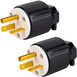 BlueStars Pack of 2 NEMA 6-20P Electrical Male Plugs, 20A 220 240 250 Volt AC 2 Pole 3 Wire Grounding Connectors Used for Welder Range Oven EV Dryer Generators, UL Listed