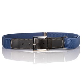 Junior/Childrens 5-15 Years Adjustable Elasticated Belt with Buckle/Leather Fittings. Blue
