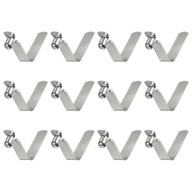 sourcing map 12pcs Single Button Kayak Paddle Snap Spring Clip 32x8mm 65Mn Spring Steel V-Shaped Hollow Lift Telescopic Locking Tube Pole Clips For Tent Umbrella Camping