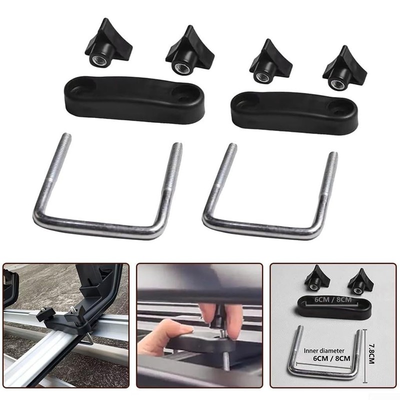 4x Roof Box U-bolts Clamps Luggage Frame With Roof Rack