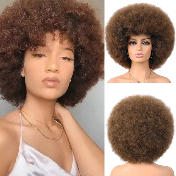 BaoZha Tou 70s tight kinky curly auburn brown afro costume