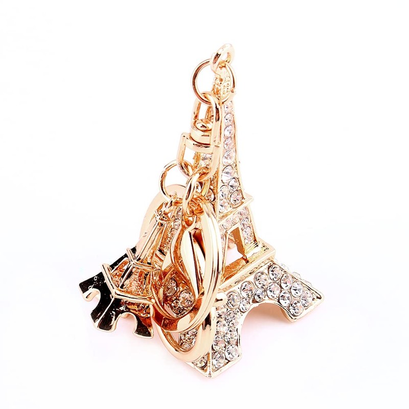 Keychain,Eiffel Tower Rhinestones Keyring Charm Pendant Purse Bag Key Ring