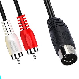 DIN 5 Pin to RCA Cable, tunghey 5-Pin Din Male Plug to 2-RCA Male Audio Adapter Cable for Electrophonic Stereo Systems (1.5m)