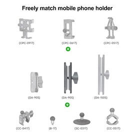 FANAUE Aluminum 17mm Ball Head Double Socket Arm Only Supports Connects of 17mm Ball Head Adapter Compatible with RAM Mount 17mm Ball and Bike Motorcycle Phone Holder, Middle Arm Length is 3.7 Inch.