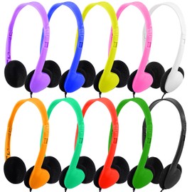 Classroom Headphones Bulk 6 Pack for School Kids Student,Affordable Wired On Ear Headset with 3.5mm Plug for Children Toddler Teens Boys Girls and Adult