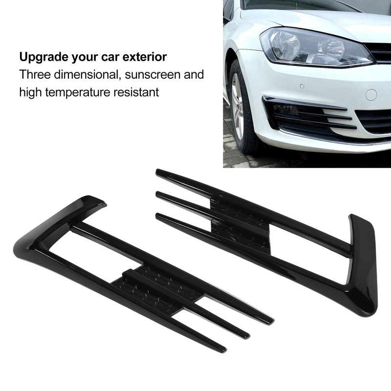 Glossy Black Front Fog Lamp Eyebrow Eyelid Cover Trim Replacement