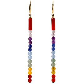 XHUUU Reiki 7 Chakra Long Drop Dangle Earrings for Women 925 Silver Gold Plated Colorful Crystal Earrings Meditation Yoga Relaxation Gifts