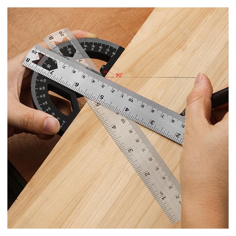 Umei Precision Angle Measuring Ruler, 31cm Stainless Steel, Solid Construction