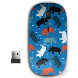 KAWAMOUSE 2.4G Ergonomic Portable USB Wireless Mouse for PC, Laptop, Computer, Notebook with Nano Receiver (Rhino Isolated)