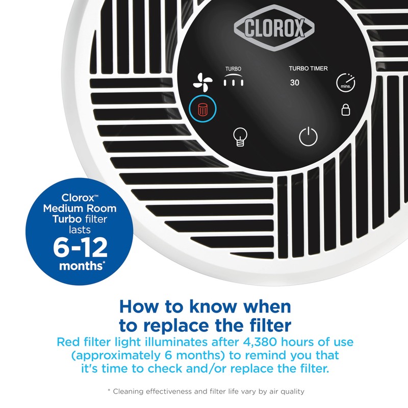 Clorox Medium Room Air Purifier True HEPA Replacement Filter, 1,000