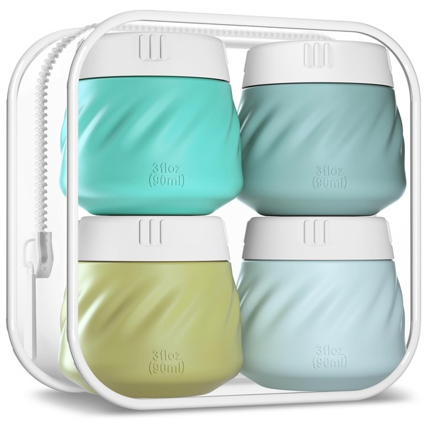 Gemice Silicone Cream Jars TSA Approved Travel Size Containers with