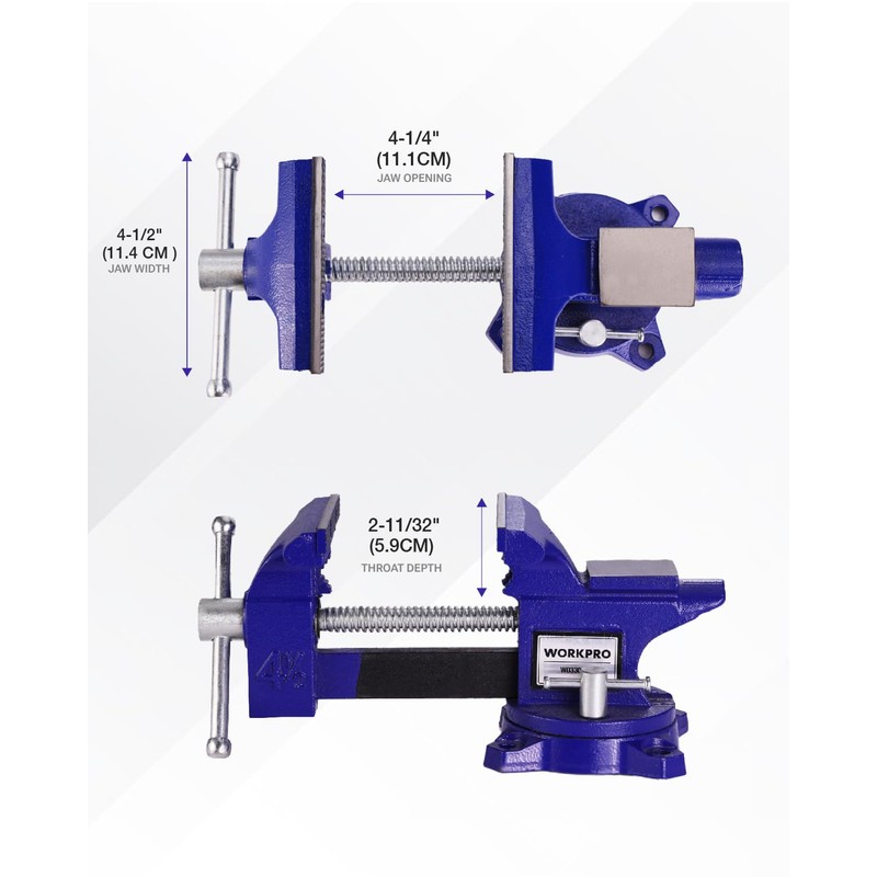 WORKPRO Bench Vise, 4-1/2" Vice for Workbench, Utility Combination Pipe