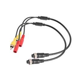 VekAuto 2pcs Car Camera Adapter 4 Pin to RCA Adapter M12 4-Pin Female to RCA AV Male DC Female Connector Wire Monitor Video Adapter Auto Accessories