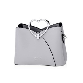 NICOLE & DORIS Fashion Handbag for Women Top Handle Bag PU Leather Messenger Bag Waterproof Shoulder Bag Ladies Crossbody Bag with Heart Shaped Handle Light Grey