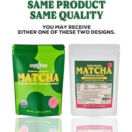 GRIN MOOD Té verde Matcha orgánico premium en polvo (100 g) - Té verde descafeinado, auténtico matcha coreano, Halal