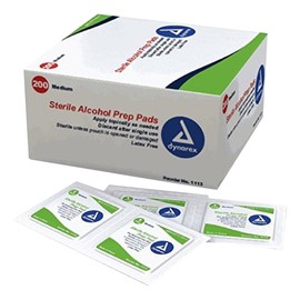 Dynarex 616784110325 Alcohol Prep Pads, 3" Height, 3" Wide, 6" Length, Medium (Pack of 800)