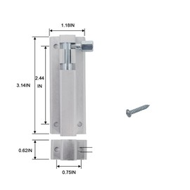 scottchen Pro Sliding Door Latch Cylinder Latch with Aluminum Alloy Base, Solid Steel Latch, Heavy Duty Solid Slide Latch, Safety Belt, Screws Included 96mm