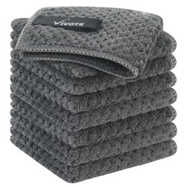 VIVOTE Microfibre Dishcloths, Reusable Cleaning Cloths, Dishcloths, Super Absorbent Towel, Multi-Purpose Household Cleaning Cloth, 20 × 20 cm, Dark Grey, Pack of 8