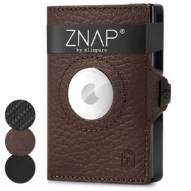 ZNAP Airtag Wallet Made of Premium Leather, Credit Card Holder, Men's Wallet, RFID Blocking & Slim Wallet, walnut brown, Minimalist