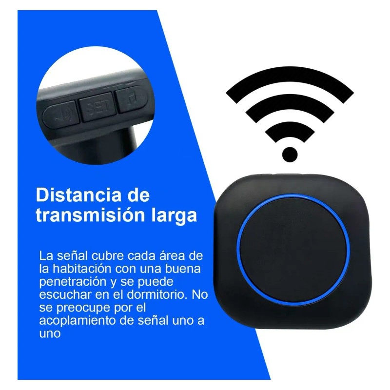 Timbre Inalámbrico Impermeable Con Luz Led 1 Transmiso 1 Rec