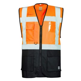 Ardon Safety Hi-Vis Vest Signal Orange/Black High Visibility Clothing, Orange/Black