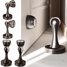 Solid Mental Magnetic Door Stop, Wall Mounted, Oil Rubbed Bronze, 5 PCS