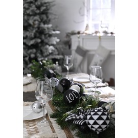 Valery Madelyn Pre-Lit Christmas Garland with Lights for Mantle, 6 feet Lighted Battery Operated Xmas Garland with Black White Balls for Front Door Fireplace Table Centerpiece Outdoor Decor