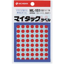 Nichiban Mitac Label ML-151 Red 0.3 inch (8 mm) Diameter