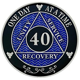 Simply Minimal AA 40 Year Recovery Silver Color Plated Medallions Alcoholics Anonymous Coins
